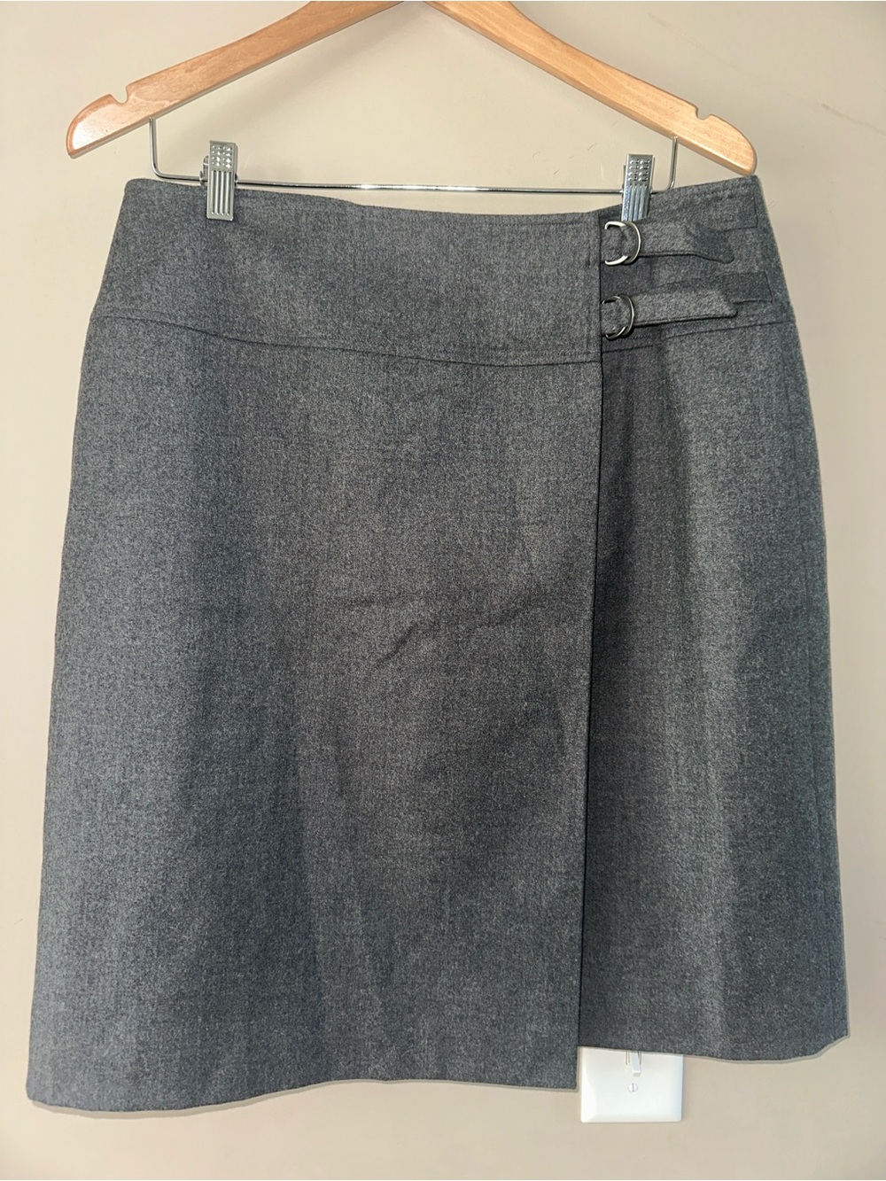 Talbots Ladies Classic Grey Wool-Blend A-Line wrap Skirt NWT 16